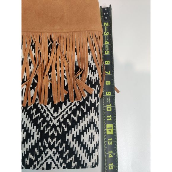 NWT Boot Rugs For Over The Boot Covers Black & White W Tan Suede Leather Fringe - Picture 14 of 14